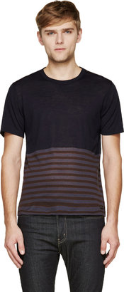 Burberry Navy & Brown Striped T-Shirt