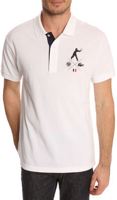 Lacoste Short-sleeved white piqué polo shirt