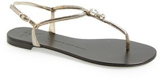 Giuseppe Zanotti Crystal Embellished T-Strap Sandal