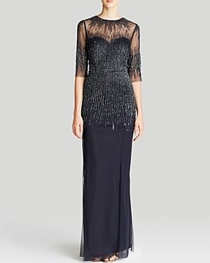 Adrianna Papell Petites Gown - Elbow Sleeve Beaded