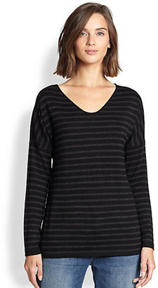 Eileen Fisher Wool Striped V-Neck Sweater