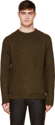 BLK DNM Green Alpaca Melange Knit Sweater