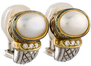 Judith Ripka Pearl & Diamond Earrings