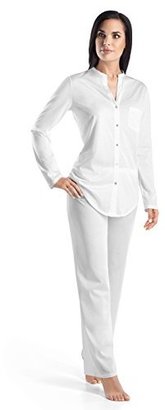 Hanro Women's Cotton Deluxe Long Sleeve Button Front Pajama