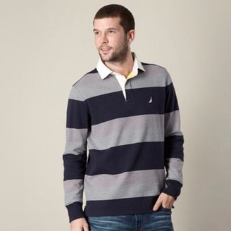 Nautica Navy striped long sleeved rugby top