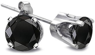 Black Diamond 1/4 Ct Round 14K White Gold Stud Earrings