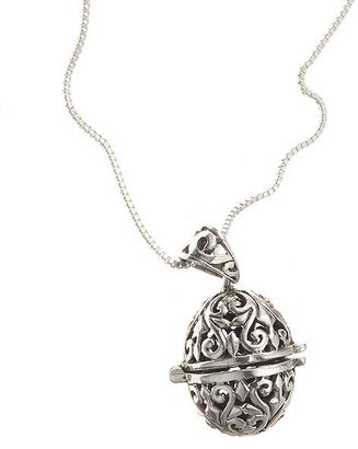 Sterling silver egg-shaped prayer box pendant
