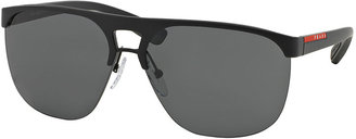 Prada Metal-Rubber Aviator Sunglasses, Black