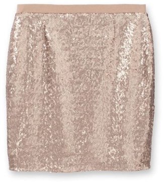 Balsamik Gold-Coloured Sequined Skirt with Elasticated Waist
