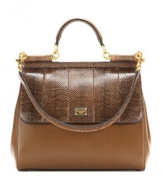 Dolce & Gabbana Sicily Leather And Snakeskin Tote