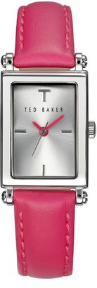 Ted Baker Silver Dial with Bright Pink Leather Strap Ladies Watch