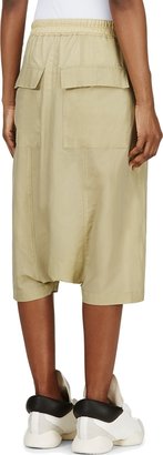 Rick Owens Green Drop-Crotch Shorts