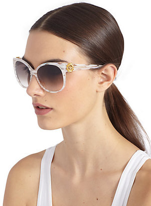 Alexander McQueen Oversized Stripe Acetate Sunglasses