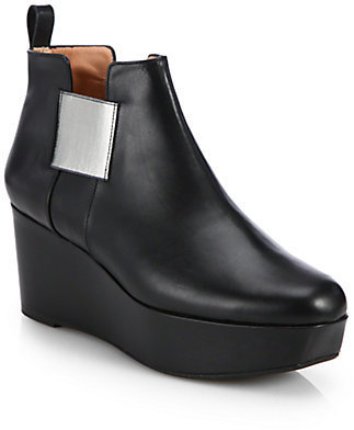 Robert Clergerie Old Robert Clergerie Leather Wedge Ankle Boots