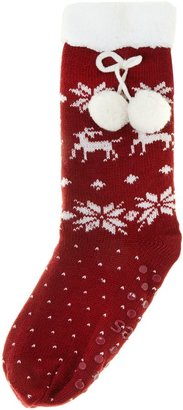 totes Birdseye fairisle reindeer slipper sock
