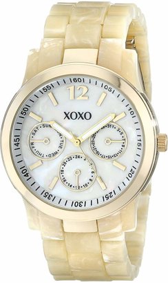 XOXO Women's XO5512 Horn Color Bracelet with Gold Case Watch