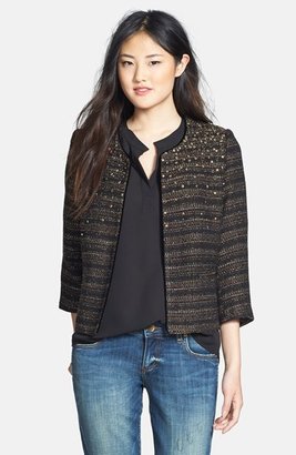 Bellatrix Embellished Three Quarter Sleeve Tweed Jacket
