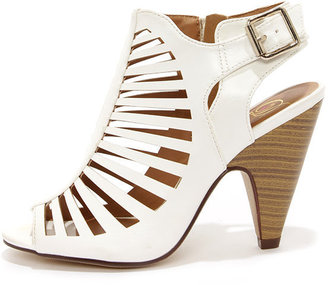 My Delicious Shaky White Caged Shootie Heels
