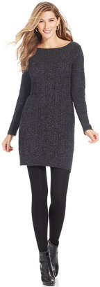 Style&Co. Petite Boat-Neck Cable-Knit Sweater Dress