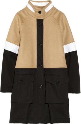 DKNY Neoprene, stretch-cotton and wool-blend coat