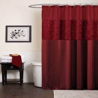 Lush Decor Maria Shower Curtain, Red
