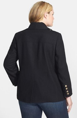 MICHAEL Michael Kors Zip Pocket Wool Blend Peacoat (Plus Size) (Online Only)