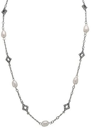 Marcasite and Pearl Necklace - Silver