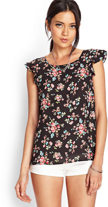 Forever 21 Clustered Floral Woven Top