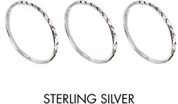 ASOS Sterling Silver Multipack Etched Rings - Silver