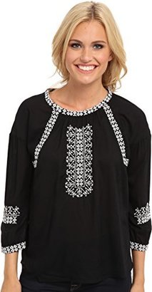 Lucky Brand Women's Cross Stitched Blouse