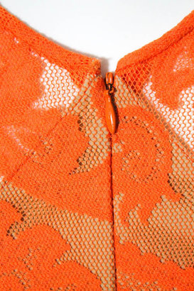 Yigal Azrouel NWT Orange Lace Sleeveless Lined Knee Length Dress Sz 4 $1095