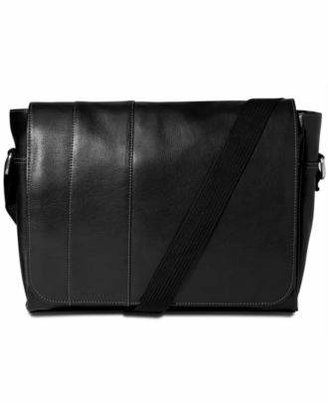 Perry Ellis Portfolio Leather Messenger Bag