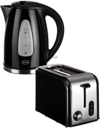 Swan SK13110B/ST70110B Fastboil Kettle and 2-Slice Toaster Pack - Black