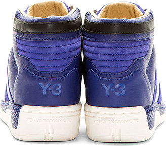 Y-3 Indigo Blue Courtside High-Top Sneakers