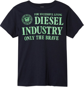Diesel Printed Crew Neck T-Shirt 4-16 Years - for Boys, Navy