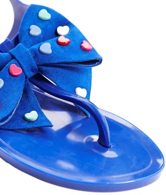 Love Moschino Heart Bow Blue Jelly Flat Sandals