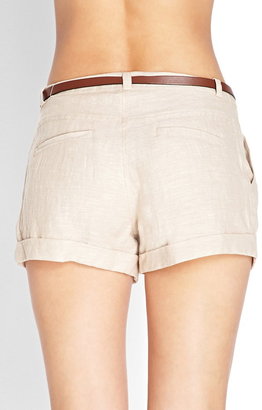 Forever 21 Cotton & Linen Pleated Shorts