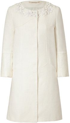 Matthew Williamson Cotton-Linen Embellished Collar Coat Gr. 36