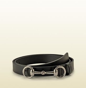 Gucci Black Leather Belt With Horsebit Buckle