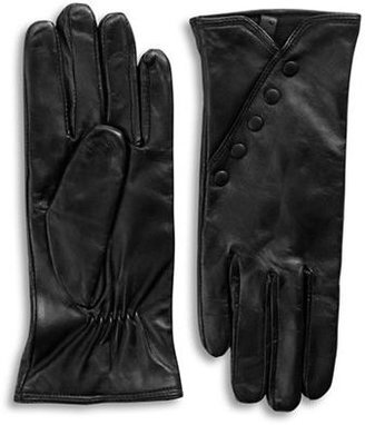 London Fog Covered Button Leather Gloves