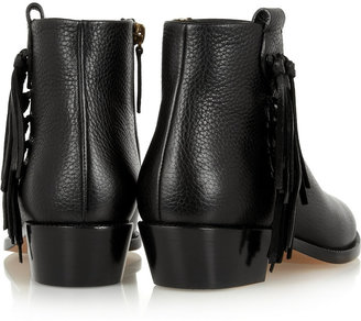Valentino Fringed textured-leather ankle boots