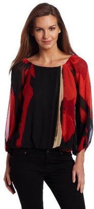 Vince Camuto Women's Placed Passion Peasant Blouse