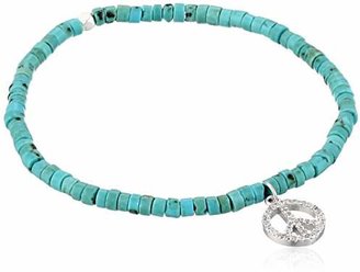 Tai Silver Peace Turquoise Stretch Bracelet