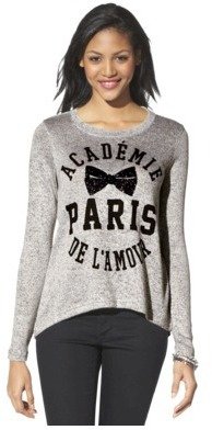 Junior's Paris Graphic Sweater - Gray
