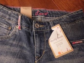 Levi's $36 Girls 14 Levis Shorty Shorts Adjustable Waistband Denim Jeans Shorts Crush