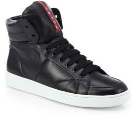 Prada Leather High-Top Sneakers
