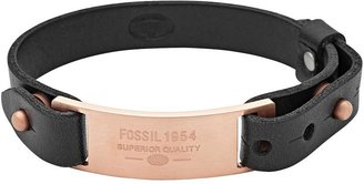 Fossil Black and Rose Gold-Tone Mens Bracelet