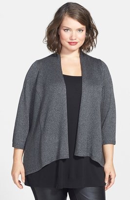 Eileen Fisher 'Tarnished' Open Front Cardigan (Plus Size)