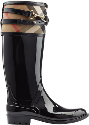 Burberry Shoes & Accessories Rubber Boots with Check Trim