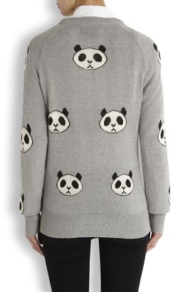 Wildfox Couture Grey panda intarsia jumper
